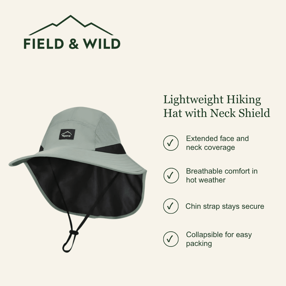 Lightweight Hiking Hat with Neck Shield & Breathable Design-Field & Wild