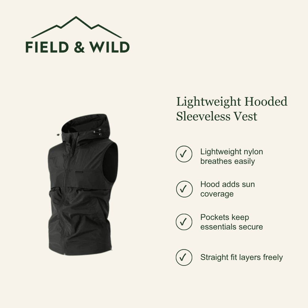 Lightweight Hooded Sleeveless Vest for Outdoor Walking-Field & Wild