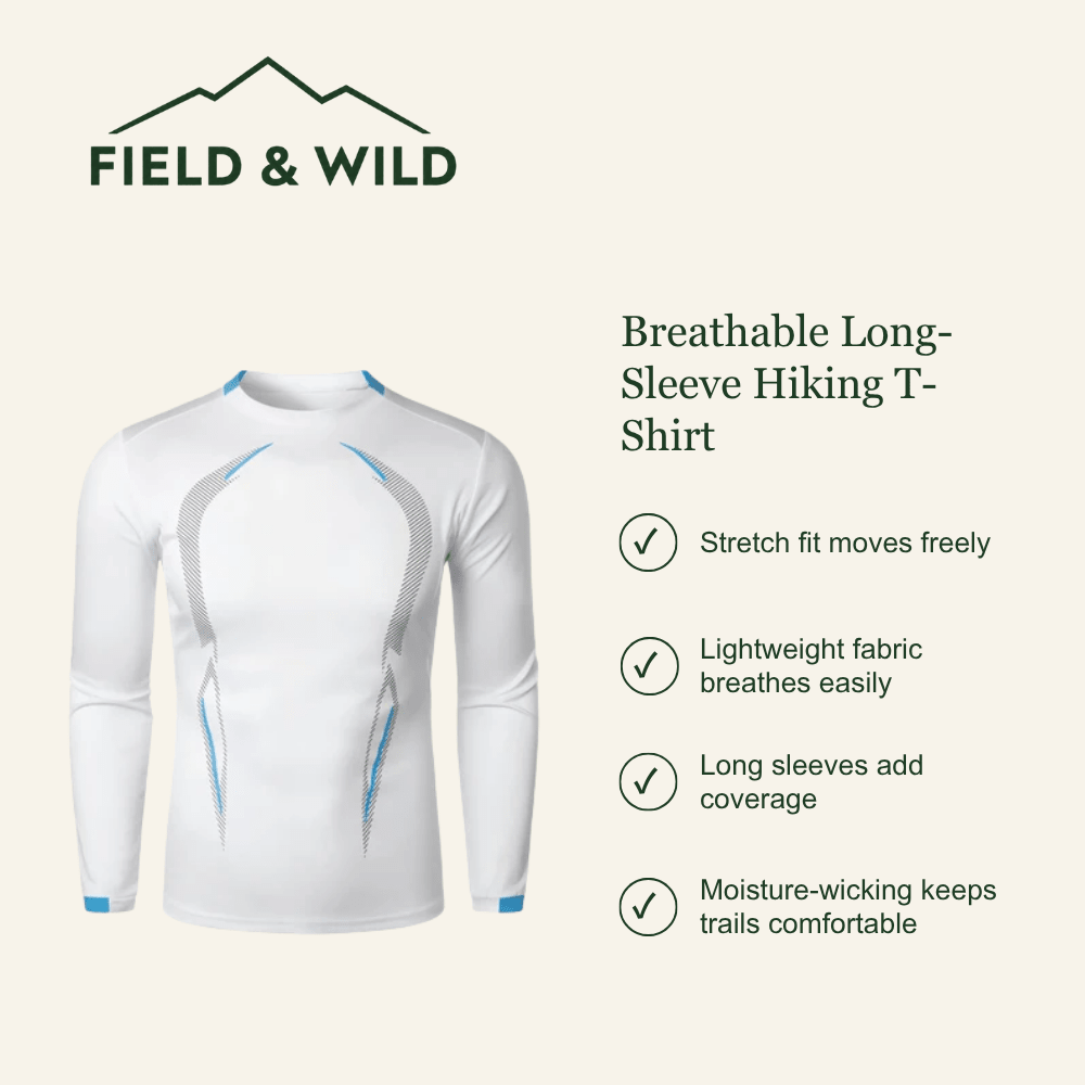 Breathable Long-Sleeve Hiking T-Shirt with Stretch Fit-Field & Wild